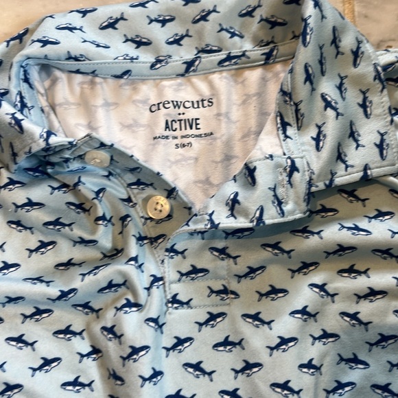 Active Crewcuts Kids Blue Shark Print Polo Shirt - Picture 2 of 3